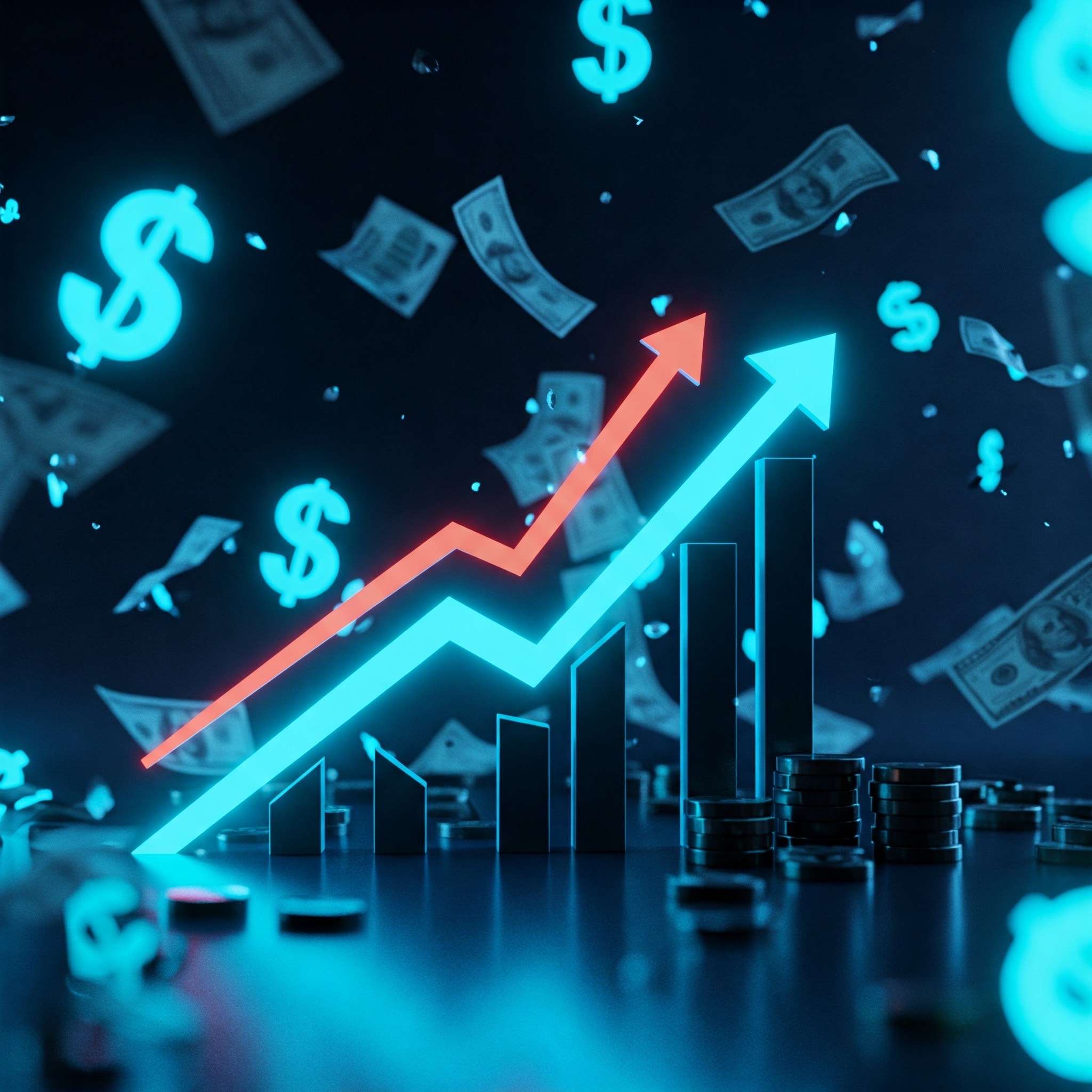 photo of Upward Trending Arrows with Currency and Bars